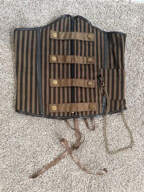 Y2K Spin Doctor steampunk striped underbust corset top vintage goth